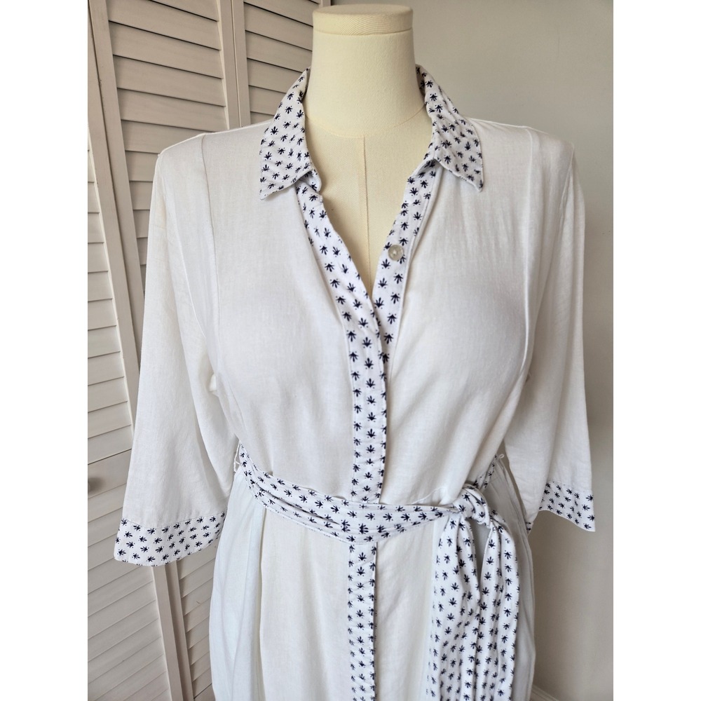 Joie White Midi Dress with Blue Floral Embroidery - Picture 3 of 12